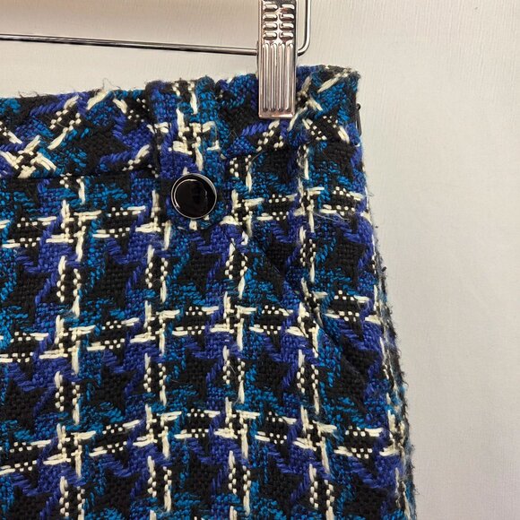 Tahari Blue & Black Mini Skirt With Button Details & Pockets Size XS - Picture 3 of 12